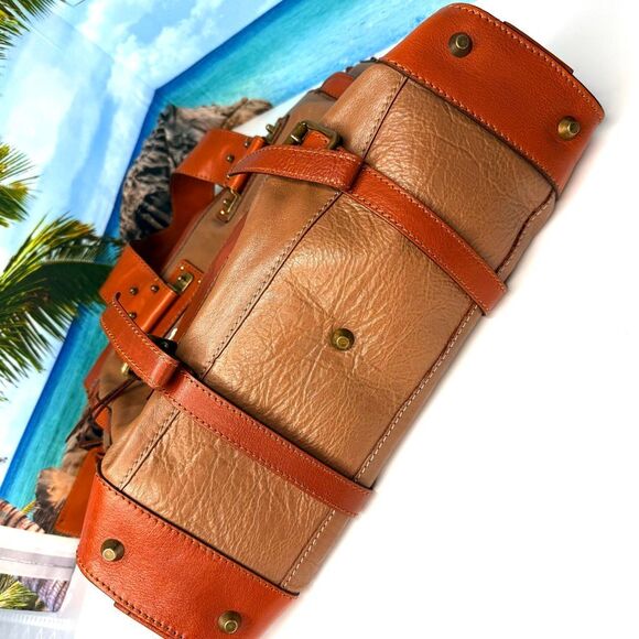 Chloé Tracy Satchel Tote Bag Camel & Orange Leather Brass Hardware Made in Italy - Picture 7 of 14